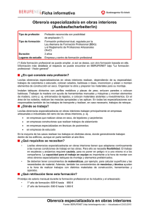 Ficha informativa Obrero/a especializado/a en obras interiores
