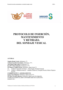 protocolo de inserción, mantenimiento y retirada del sondaje vesical
