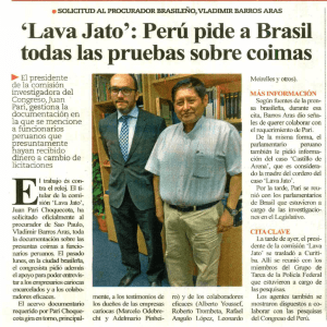 `Lava Jato`: Perú pide a Brasil todas las pruebas sobre coimas