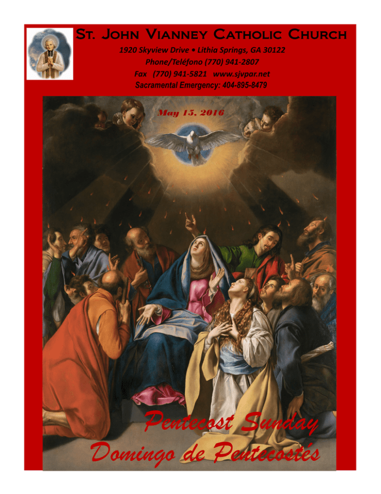 SJV Bulletin May 15, 2016 St. John Vianney Catholic Church