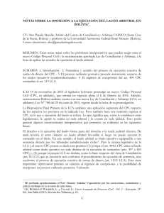 NOTAS SOBRE LA OPOSICIÓN A LA EJECUCIÓN DEL LAUDO