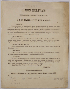 Simón Bolívar libertador presidente etc. etc. etc. a los habitantes del