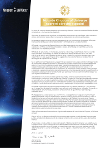 Nota de Kingdom of Universe sobre el derecho espacial