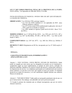 LEY Nº 2287 CODIGO PROCESAL PENAL DE LA PROVINCIA DE