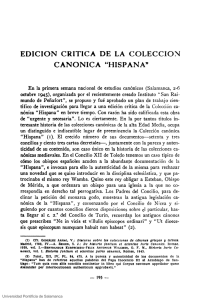 EDICION CRITICA DE LA COLECCIÓN CANONICA "HISPANA"