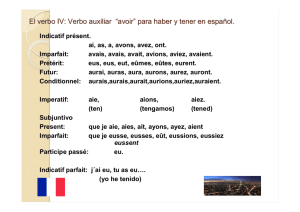 El verbo IV: Verbo auxiliar “avoir” para haber y tener en español.