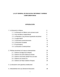 LA LEY GENERAL DE EDUCACION, REFORMAS Y NORMAS