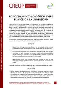 posicionamiento académico sobre el acceso a la universidad