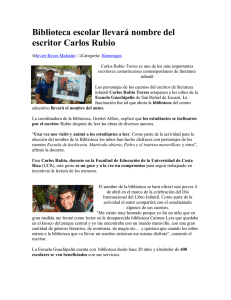 Biblioteca escolar llevará nombre del escritor Carlos Rubio