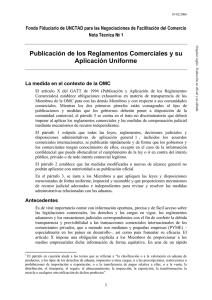 Publicación de los Reglamentos Comerciales y su Aplicación