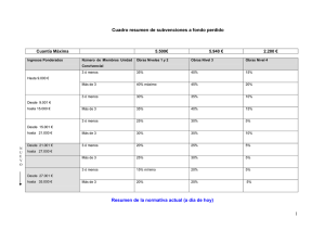 1 Cuadro resumen de subvenciones a fondo perdido Resumen de