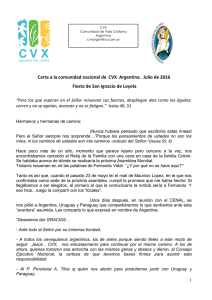 Carta a la comunidad nacional de CVX Argentina. Julio de 2016