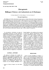 Glucogenosis Hallazgos Clinicos y de Laboratorio en 22 Enfermos