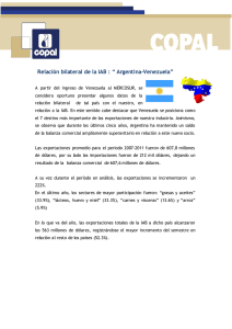 Relación Comercial Argentina - Venezuela 08/12