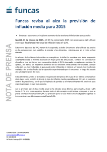 Funcas revisa al alza la previsión de inflación media para 2015