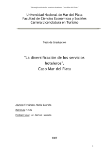 La diversificación de los servicios hoteleros. Caso Mar del Plata