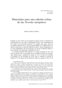 Materiales para una edición crítica de las Novelas ejemplares