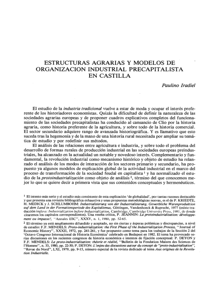 Estructuras agrarias y modelos de organización industrial