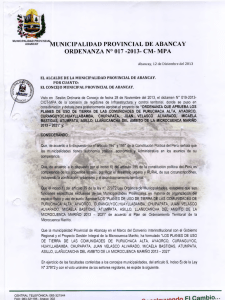 PROVINCIAL DE ABANCAY ORDENANZA N° 017 -2013- CM