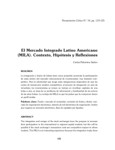 El Mercado Integrado Latino Americano (MILA). Contexto, Hipótesis