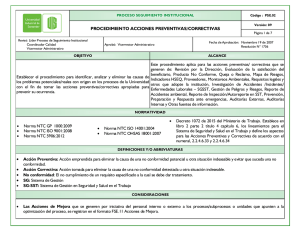 procedimiento acciones preventivas/correctivas