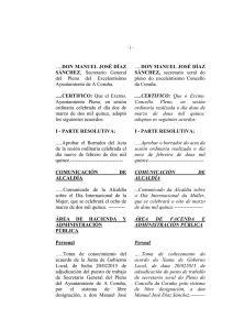 Extracto do Pleno ordinario de 2 de marzo de 2015