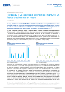 Paraguay | La actividad económica mantuvo un fuerte crecimiento