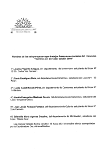 Nombres de ias seis personas cuyos trabajos fueron seleccionados