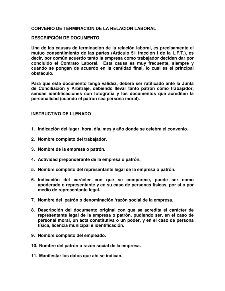 Image Of Carta De Terminacion De Contrato Laboral Por 