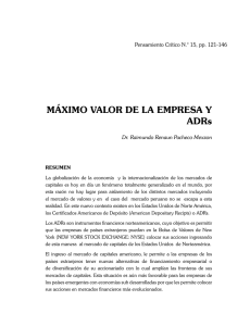 MÁXIMO VALOR DE LA EMPRESA Y ADRs