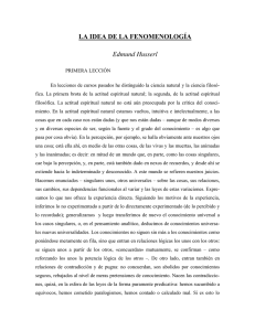 LA IDEA DE LA FENOMENOLOGÍA Edmund Husserl