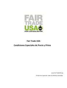 Fair Trade USA Condiciones Especiales de Precio y Prima