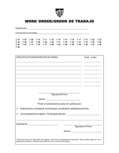 WORK ORDER/ORDEN DE TRABAJO
