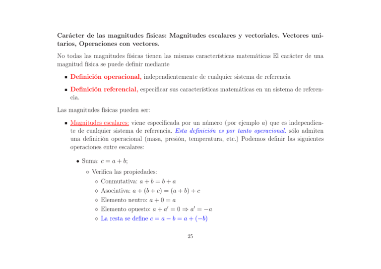 Carácter De Las Magnitudes Físicas: Magnitudes Escalares Y