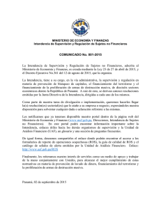 COMUNICADO No. 001-2015 La Intendencia de Supervisión y