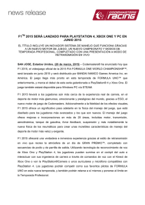 F1TM 2015 SERÁ LANZADO PARA PLAYSTATION 4, XBOX ONE Y