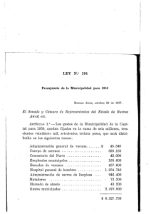 Page 1 LEY N.o 194 Presupuesto de la `Municipalidad para, 1858