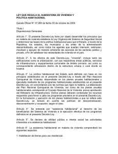 Ley que Regula el Subsistema de Vivienda y Política Habitacional