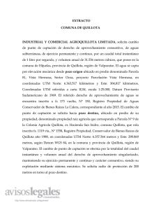 EXTRACTO COMUNA DE QUILLOTA INDUSTRIAL Y COMERCIAL