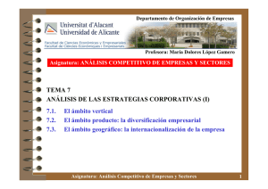 TEMA 7 ANÁLISIS DE LAS ESTRATEGIAS CORPORATIVAS (I) 7.1