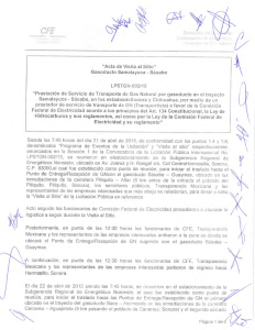 &ldquo;Acta de Visita al Sitio" Gasoducto Samalayuca &mdash; S&aacute;sabe