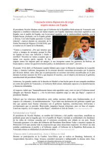Venezuela es Noticia Venezuela reitera disposición de exigir