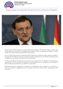 Rajoy acepta encargo del rey para formar gobierno en España