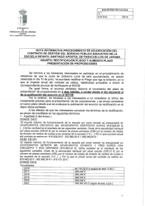 nota informativa rectificación pliego y aumento de plazo