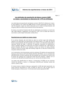 Informe de exportaciones a marzo de 2015