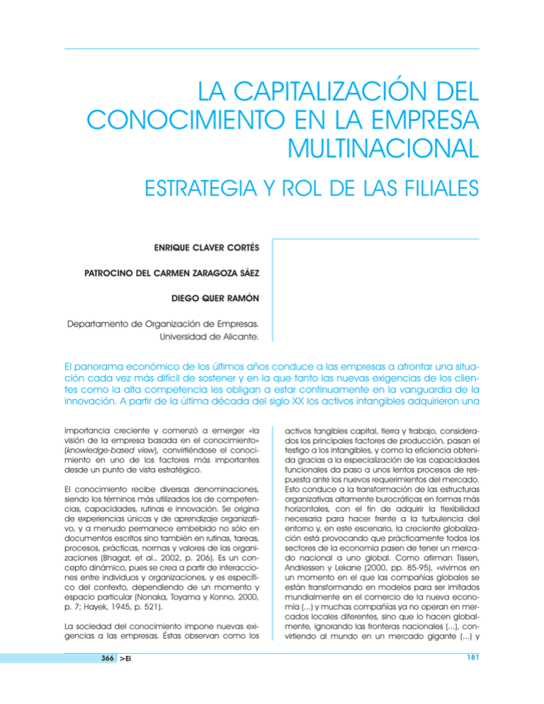 La Capitalización Del Conocimiento En La Empresa Multinacional