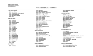 TABLA DE DISCIPLINAS CIENTÍFICAS