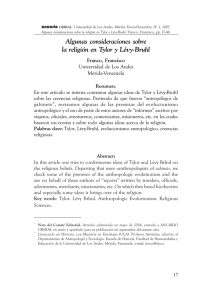 Algunas consideraciones sobre la religión en Tylor y Lévy
