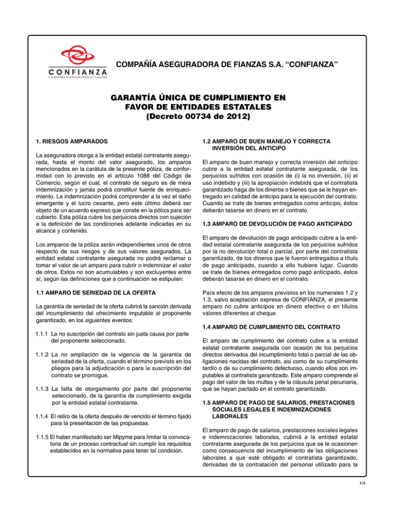 GARANTIA UNICA DE CUMPLIMIENTO EN FAVOR DE