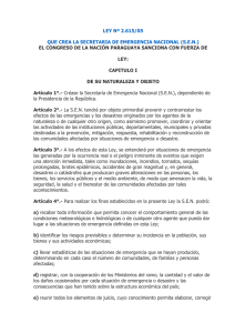 LEY Nº 2.615/05 QUE CREA LA SECRETARIA DE EMERGENCIA